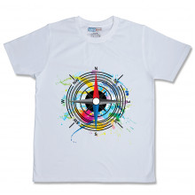 Men Round Neck White T-Shirt- Compass